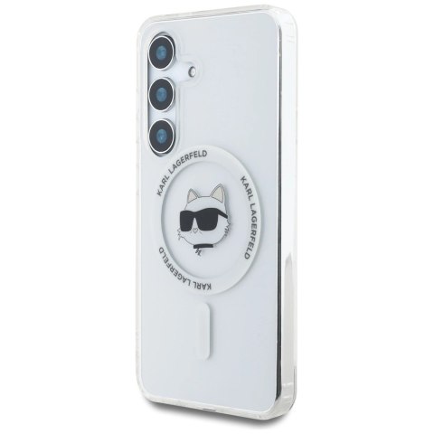 Etui Karl Lagerfeld Button Choupette Head Printed Logo MagSafe Samsung Galaxy S25 biały