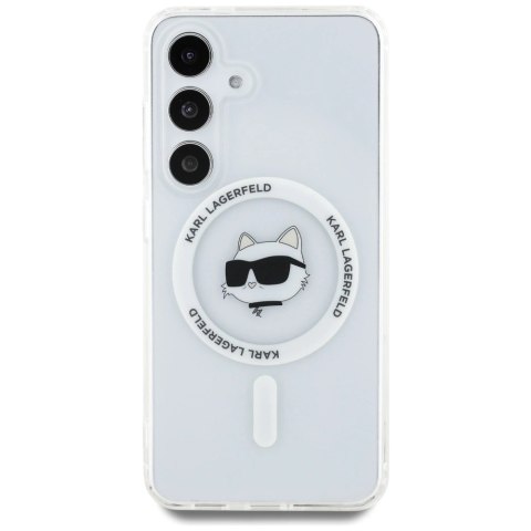 Etui Karl Lagerfeld Button Choupette Head Printed Logo MagSafe Samsung Galaxy S25 biały