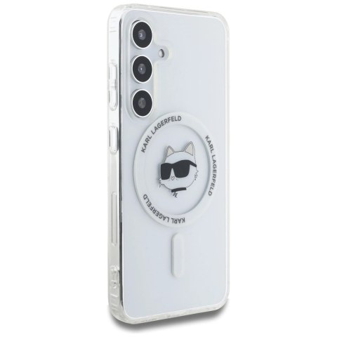 Etui Karl Lagerfeld Button Choupette Head Printed Logo MagSafe Samsung Galaxy S25 biały