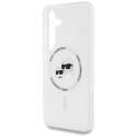 Etui Karl Lagerfeld Button Karl & Choupette Heads Printed Logo MagSafe Samsung Galaxy S25 biały