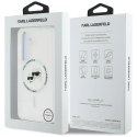 Etui Karl Lagerfeld Button Karl & Choupette Heads Printed Logo MagSafe Samsung Galaxy S25 biały