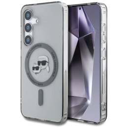 Etui Karl Lagerfeld Button Karl & Choupette Heads Printed Logo MagSafe Samsung Galaxy S25 czarny