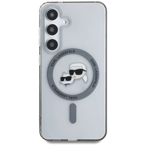Etui Karl Lagerfeld Button Karl & Choupette Heads Printed Logo MagSafe Samsung Galaxy S25 czarny