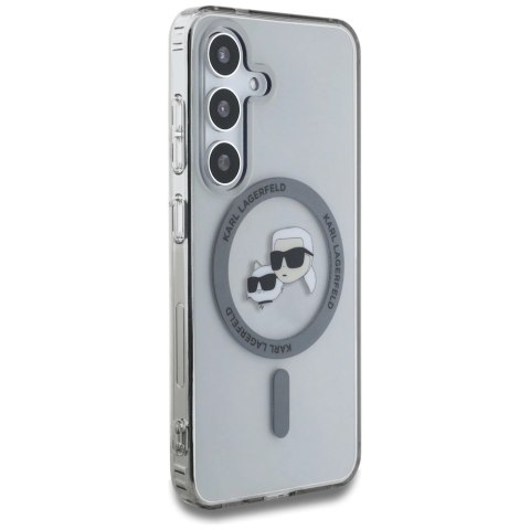 Etui Karl Lagerfeld Button Karl & Choupette Heads Printed Logo MagSafe Samsung Galaxy S25 czarny