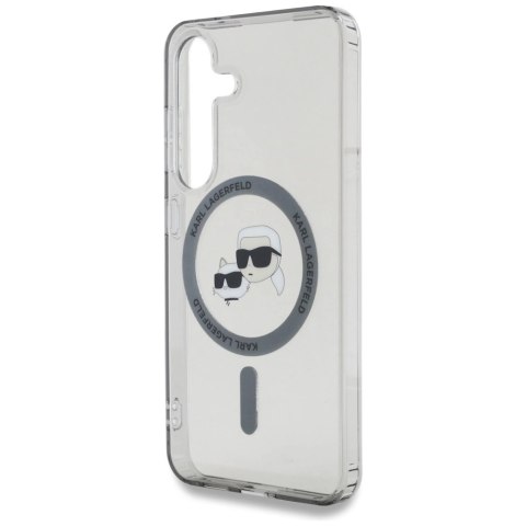 Etui Karl Lagerfeld Button Karl & Choupette Heads Printed Logo MagSafe Samsung Galaxy S25 czarny