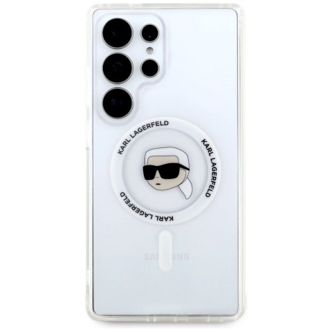 Etui Karl Lagerfeld Button Karl Head Printed Logo MagSafe Samsung Galaxy S25 Ultra biały