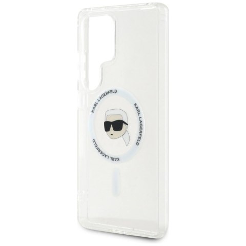 Etui Karl Lagerfeld Button Karl Head Printed Logo MagSafe Samsung Galaxy S25 Ultra biały