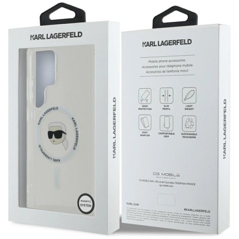 Etui Karl Lagerfeld Button Karl Head Printed Logo MagSafe Samsung Galaxy S25 Ultra biały