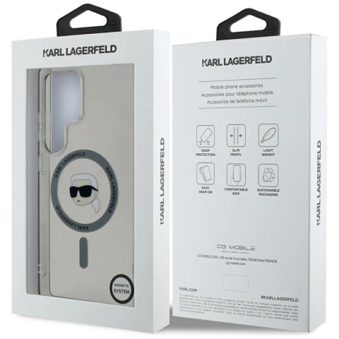 Etui Karl Lagerfeld Button Karl Head Printed Logo MagSafe Samsung Galaxy S25 Ultra czarny