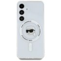 Etui Karl Lagerfeld Button Karl Head Printed Logo MagSafe Samsung Galaxy S25 biały