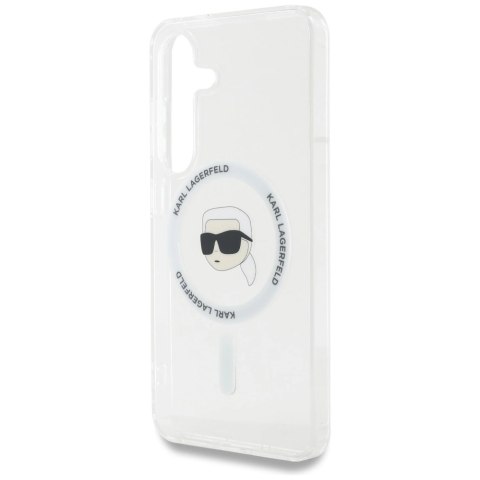 Etui Karl Lagerfeld Button Karl Head Printed Logo MagSafe Samsung Galaxy S25 biały