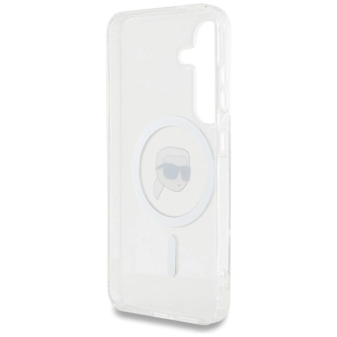 Etui Karl Lagerfeld Button Karl Head Printed Logo MagSafe Samsung Galaxy S25 biały