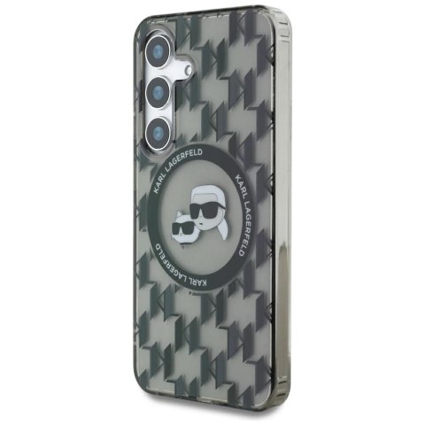 Etui Karl Lagerfeld Button Karl&Choupette Heads On KL Pattern MagSafe Samsung Galaxy S25 czarny