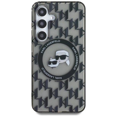 Etui Karl Lagerfeld Button Karl&Choupette Heads On KL Pattern MagSafe Samsung Galaxy S25 czarny