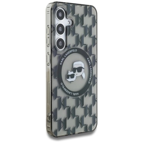Etui Karl Lagerfeld Button Karl&Choupette Heads On KL Pattern MagSafe Samsung Galaxy S25 czarny