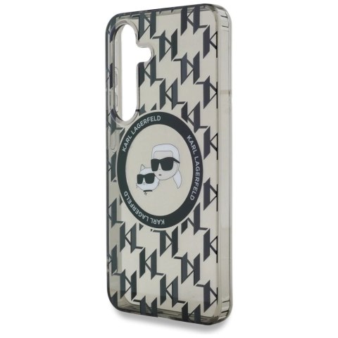 Etui Karl Lagerfeld Button Karl&Choupette Heads On KL Pattern MagSafe Samsung Galaxy S25 czarny