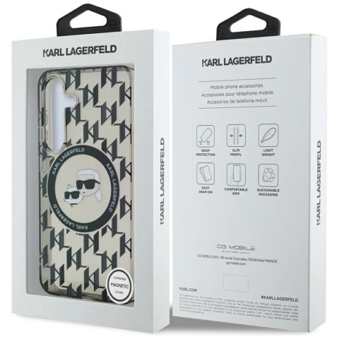 Etui Karl Lagerfeld Button Karl&Choupette Heads On KL Pattern MagSafe Samsung Galaxy S25 czarny