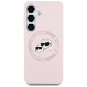 Etui Karl Lagerfeld Silicone Double Heads And Circle MagSafe Samsung Galaxy S25 Plus różowy