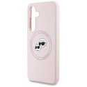 Etui Karl Lagerfeld Silicone Double Heads And Circle MagSafe Samsung Galaxy S25 Plus różowy