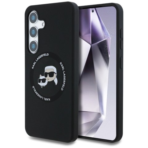 Etui Karl Lagerfeld Silicone Double Heads And Circle MagSafe Samsung Galaxy S25 czarny