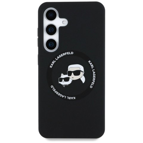 Etui Karl Lagerfeld Silicone Double Heads And Circle MagSafe Samsung Galaxy S25 czarny