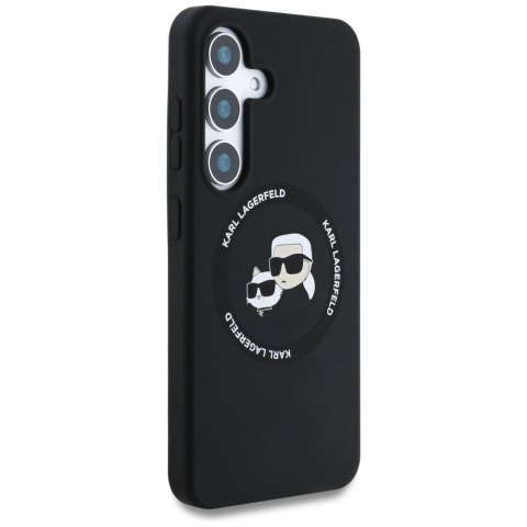 Etui Karl Lagerfeld Silicone Double Heads And Circle MagSafe Samsung Galaxy S25 czarny