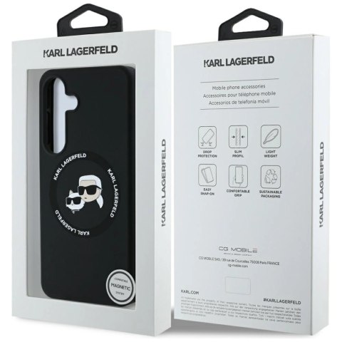 Etui Karl Lagerfeld Silicone Double Heads And Circle MagSafe Samsung Galaxy S25 czarny