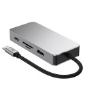 Adapter Tech-Protect HB05 HUB 9w1 USB-C + USB2.0 + USB3.0 + HDMI 4K 60HZ + SD / TF + PD100W + RJ45 - szary
