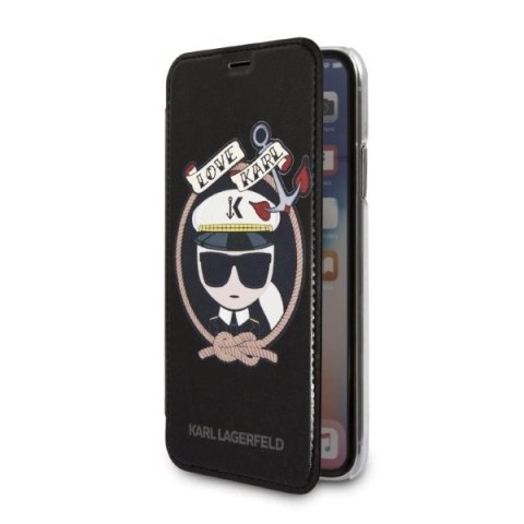 Etui Karl Lagerfeld Signature Glitter na iPhone X / Xs - czarne