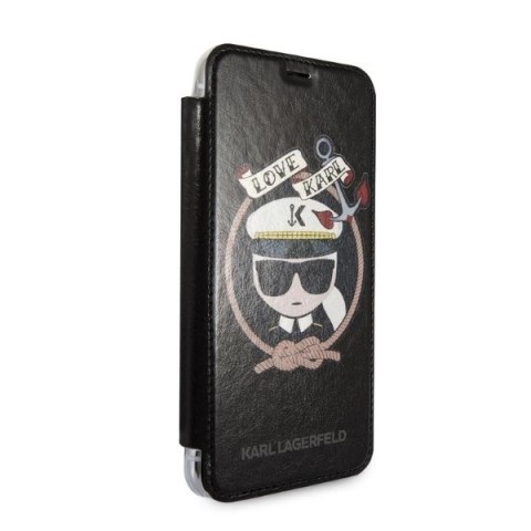 Etui Karl Lagerfeld Signature Glitter na iPhone X / Xs - czarne