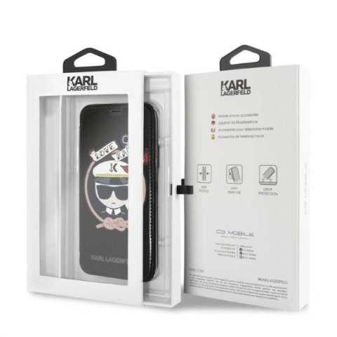 Etui Karl Lagerfeld Signature Glitter na iPhone X / Xs - czarne