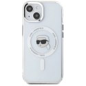 Etui Karl Lagerfeld IML Metal Karl Head MagSafe do iPhone 15 Plus biały