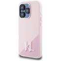 Etui Karl Lagerfeld Silicone Shadow Metal Initial MagSafe do iPhone 15 Pro różowy