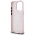 Etui Karl Lagerfeld Silicone Shadow Metal Initial MagSafe do iPhone 15 Pro różowy