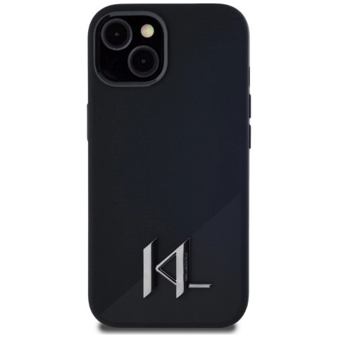 Etui Karl Lagerfeld Silicone Shadow Metal Initial MagSafe do iPhone 15 czarny