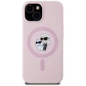 Etui Karl Lagerfeld Silicone Karl&Choupette MagSafe na iPhone 15 Plus - różowe
