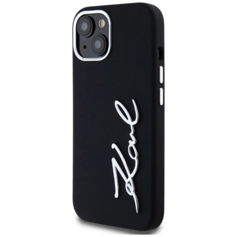 Etui Karl Lagerfeld Silicone Metal Script Logo na iPhone 15 - czarne