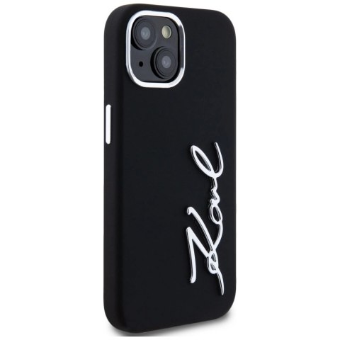 Etui Karl Lagerfeld Silicone Metal Script Logo na iPhone 15 - czarne