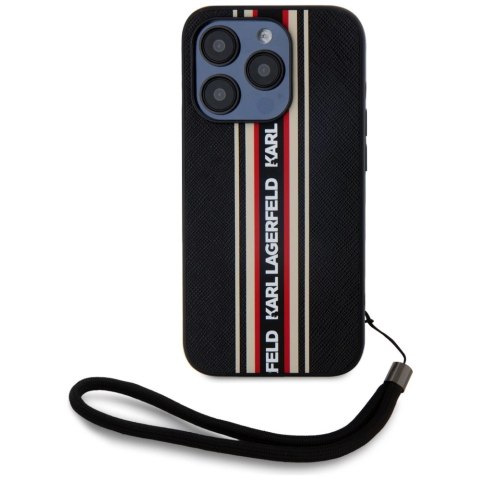 Etui Karl Lagerfeld Saffiano Athleisure Stripes Cord na iPhone 15 Pro Max - czerwone