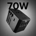 Adapter podróżny SBS uniwersalny GaN 70W 3xUSB-C 2xUSB-A z etui - czarny