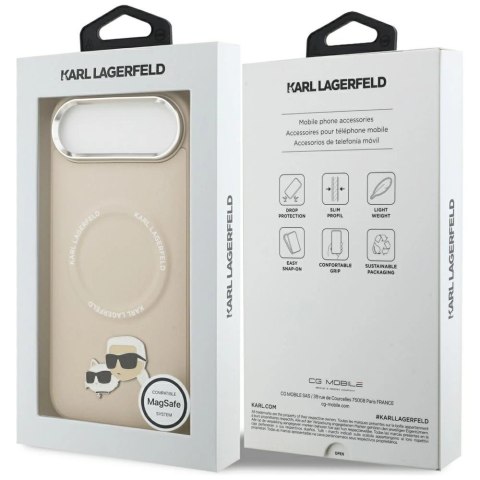 Etui Karl Lagerfeld Karl & Choupette Pins MagSafe do iPhone Air - beżowe
