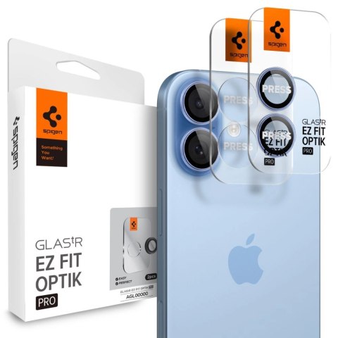 Osłona aparatu Spigen Optik Pro GLAS.TR "EZ FIT" 2-pack na iPhone 16 / 16 Plus / 17 - niebieska