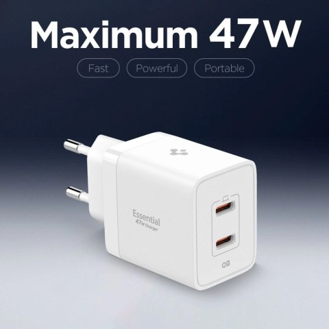 Ładowarka sieciowa Spigen Essential EE472EU 2-porty USC-C 47W - biała