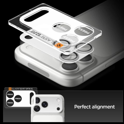 Szkło na obiektyw Spigen Optik Pro XL na iPhone 17 Pro Max - srebrne