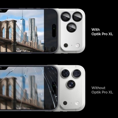 Szkło na obiektyw Spigen Optik Pro XL na iPhone 17 Pro Max - srebrne