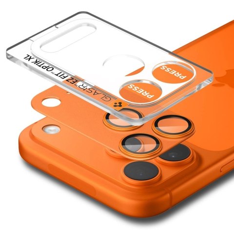 Szkło na obiektyw Spigen Optik Pro XL na iPhone 17 Pro - pomarańczowe