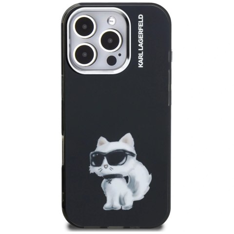 Etui Karl Lagerfeld IML Aquarelle Choupette & Logo na iPhone 16 Pro Max - czarne