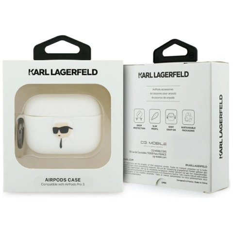 Etui Karl Lagerfeld Silicone Karl Head 3D na AirPods Pro 3 - białe