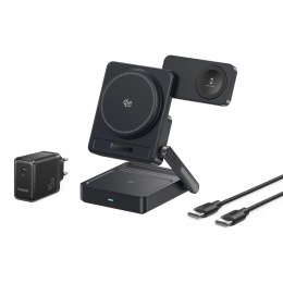 Ładowarka bezprzewodowa Baseus PicoGo AF21 3w1 Qi2.2 35W z zasilaczem EU 45W i kablem USB-C 1m - czarna