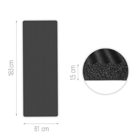 Mata do ćwiczeń Wozinsky WNSP-15C 183 x 61 x 1,5 cm gruba mata gimnastyczna do jogi i fitness - czarna